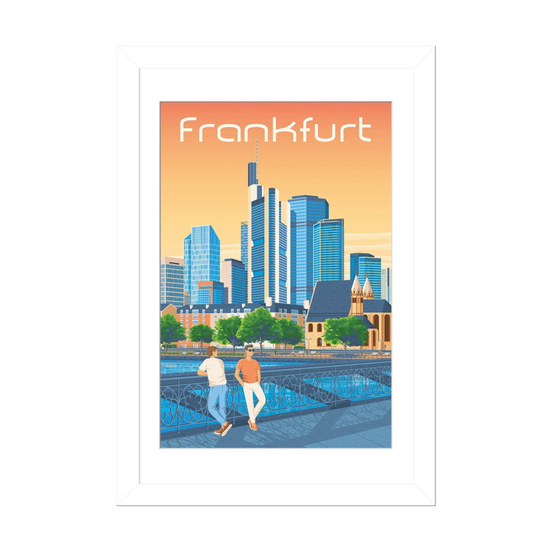 Francfort, Allemagne, voyage, reproduction d'art, impression sur toile encadrée, 24 po x 16 po, Papier encadré, Blanc