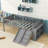 Twin Wood Bed with Built-in Convenient Slide, Ladder, Shelves and Full-Length Guardrail-876548509