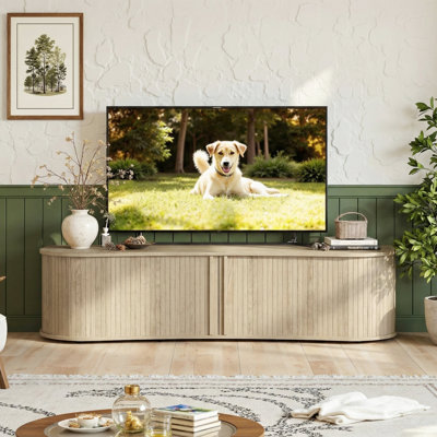 Aurel Buchheit Modern 59.1" Fluted TV Stand With Open Storage And Sliding Door