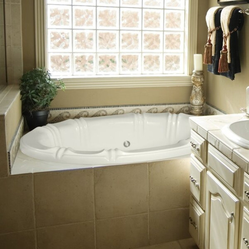 Designer Alyssa 78" x 48" Drop in Whirlpool Bathtub, Biscuit, Polished Brass