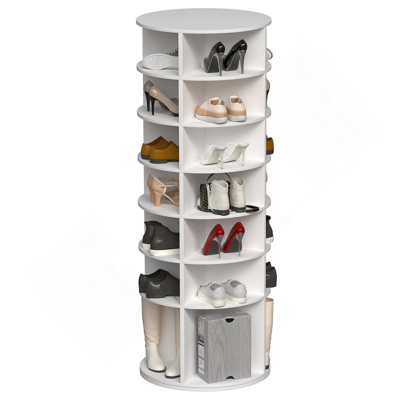 Rotating Shoe Rack Tower, 7-Tier Spinning Shoe Rack, Free Standing 360° Revolving Shoe Organizer,  High Bottom Design Shoe Tower Spinning Storage Lazy Susany, Fits 28 Pairs Of Shoes (7-Tier )