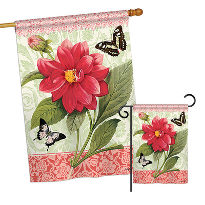 Ensemble de 2 drapeaux verticaux en polyester à imprimé floral Dahlia 2 pièces Equelle