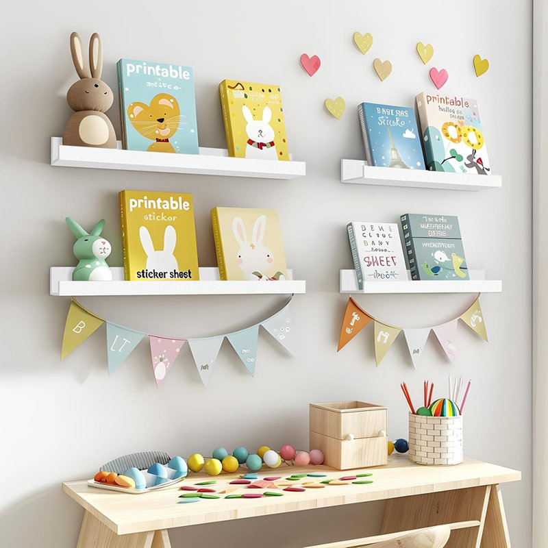 Ensemble de 4 tablettes de 15,6 pouces à tablettes flottantes pour le rangement mural Home