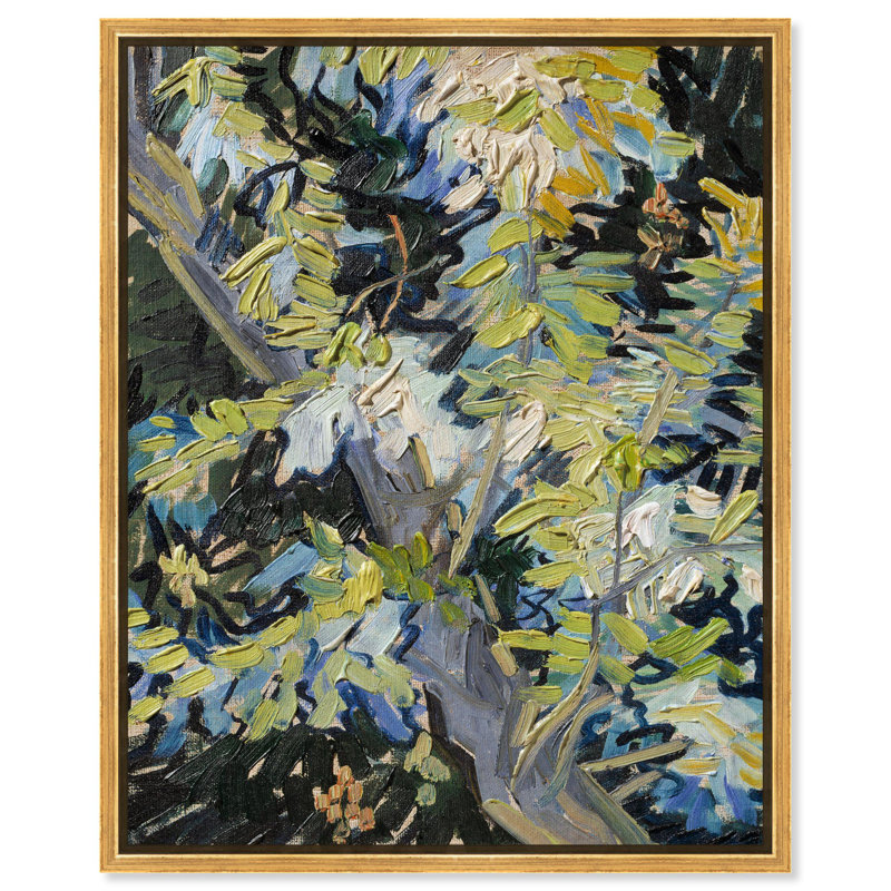 Toile «Blossoming Acacia Branches 1890» par Art Remedy, H 46 po x l 37 po, Cadre flottant, Doré