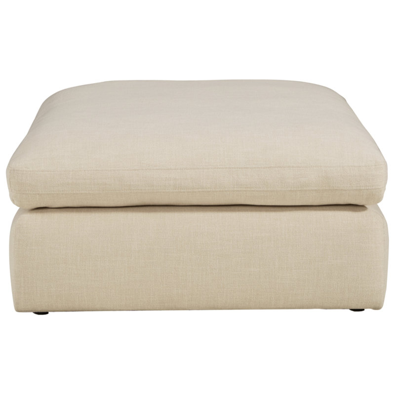 Repose-pieds de cocktail carré de 42 po de largeur, Cuir véritable beige