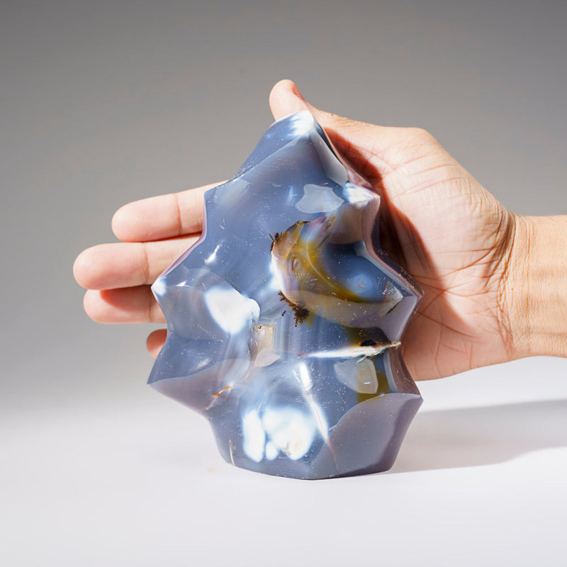 Genuine Polished Brown/Blue Chalcedony Orca Stone Flame Freeform (2.3 Lbs)