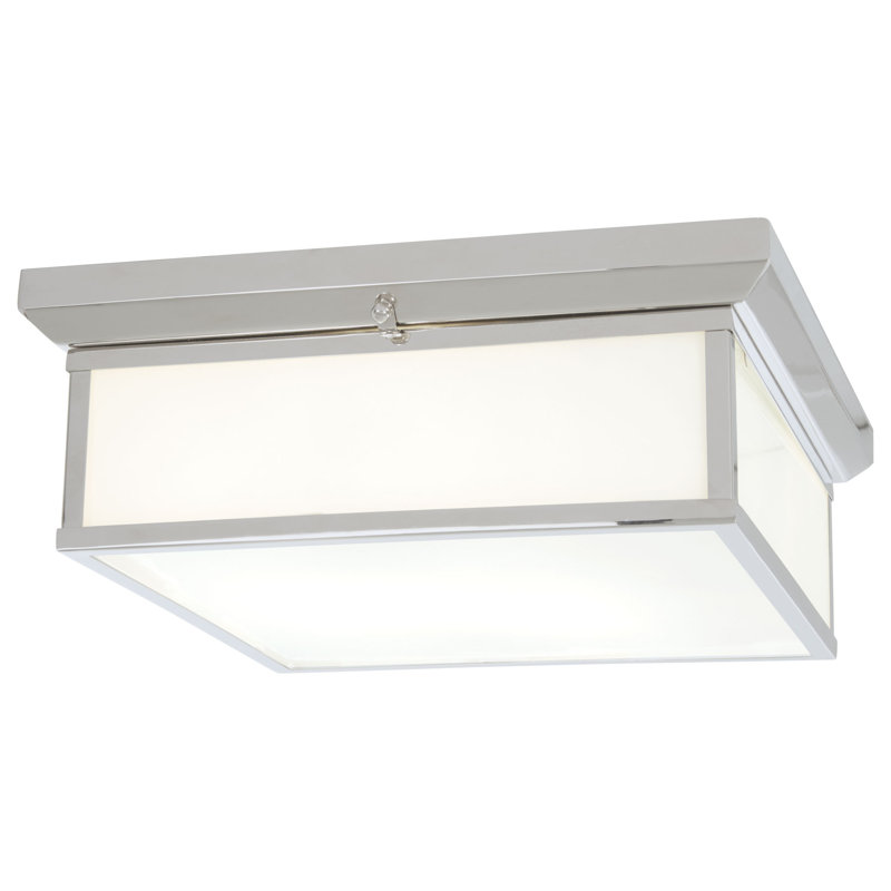 Plafonnier encastré rectangulaire simple 1 lumières Jenice, Chrome, H 6 po x l 16 po x P 16 po