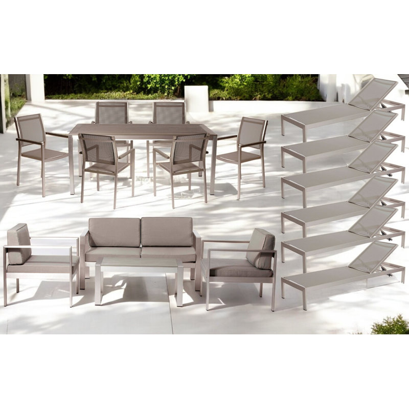 Ensemble de patio complet avec coussins 17 pièces Aynura