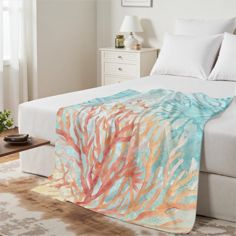 Coussin Coastal Coral Beach Ocean, 50" L x 40" W