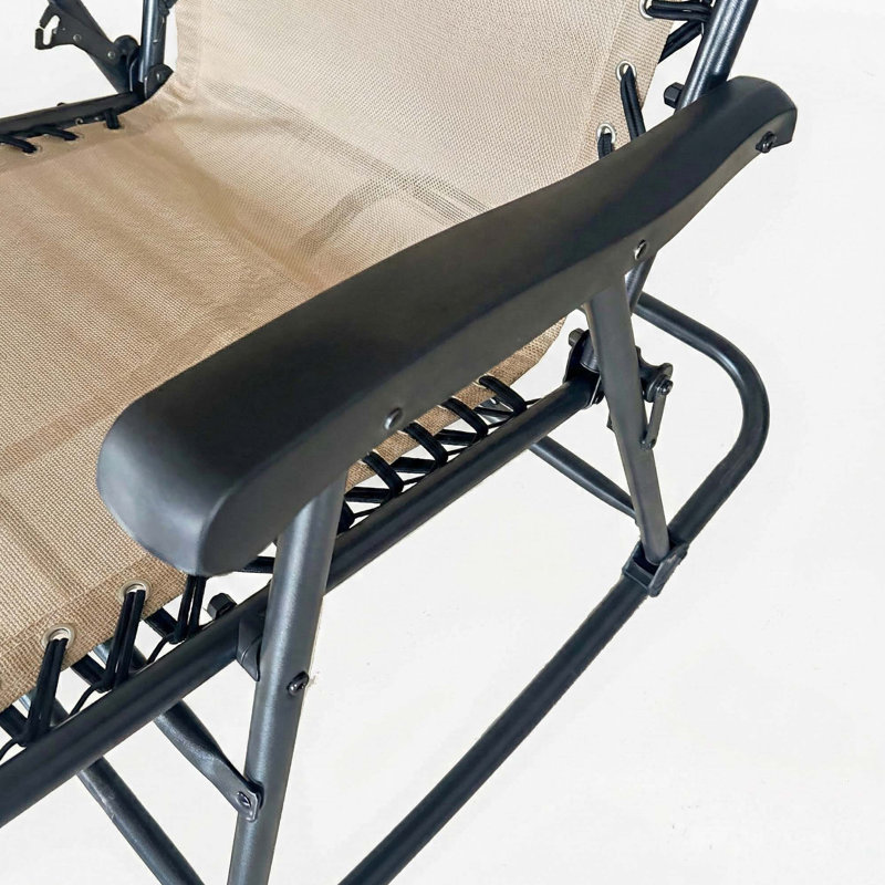 Ensemble de 2 chaises berçantes pliantes pour le patio, Beige
