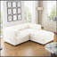 Élégant canapé 2 places en chenille blanche avec siège de rangement repose-pieds, dossier cylindrique et accoudoirs, causeuse moderne en tissu avec espace de rangement caché-1900137894
