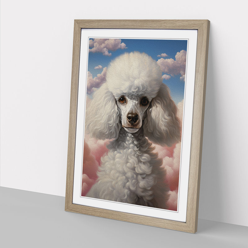 Poodle Realism - Single Picture Frame Print on Wood, 64cm H x 46cm W x 2cm D, Oak Framed