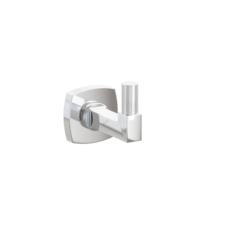 Emtek Select Single Hook w/ Soft Square Rosette, Square Stem & Knurled Tip, Polished Chrome