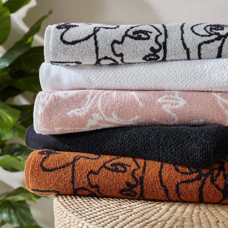100% Cotton Midweight Jacquard Hand Towel, Blush