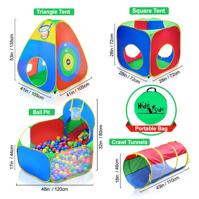 Hide N Side 96'' W x 112'' D Indoor / Outdoor Polyester Pop-Up Play Tunnel