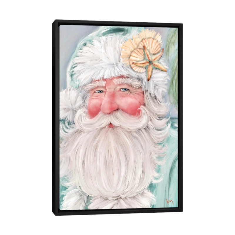 «Coastal Santa», reproduction d'art sur toile encadrée, Cadre flottant sans passe-partout, Noir, H 60 po x l 40 po