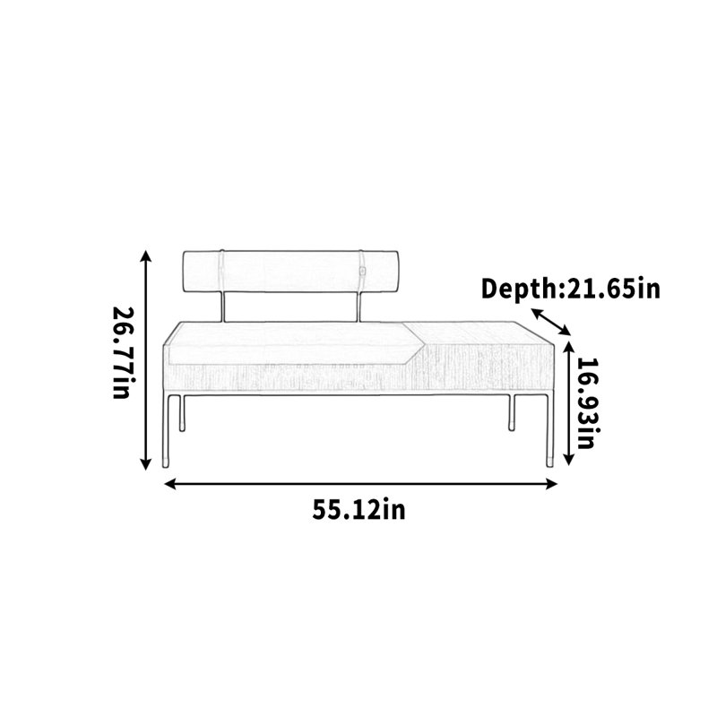 Canapé, banc, vestiaire, loisirs avec dossiers, H 26,77 po x l 55,12 po x P 21,65 po