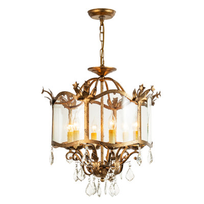 Dzesika Morla  3/6- Light Vintage Candle Style Chandelier with Glass Shades
