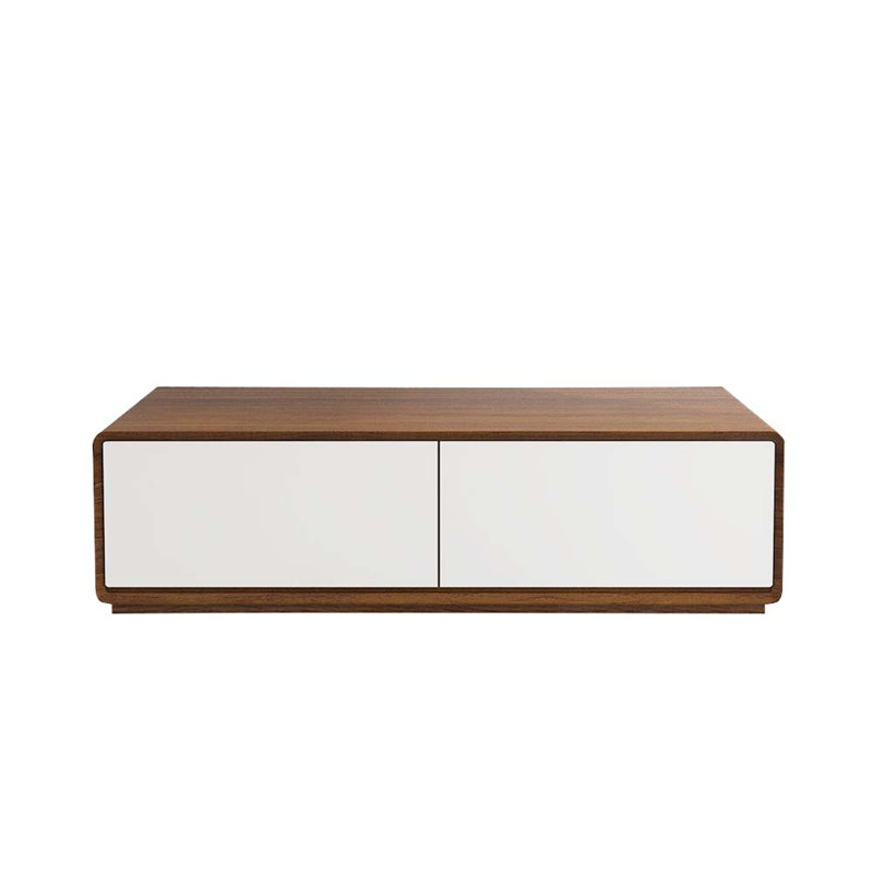 Xhevat Block Coffee Table with Storage, Fully Assembled, Brown/White