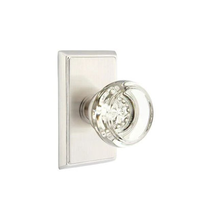 Ensemble de mortaise intérieure Emtek avec rosette rectangulaire et bouton de verre Georgetown (LH)