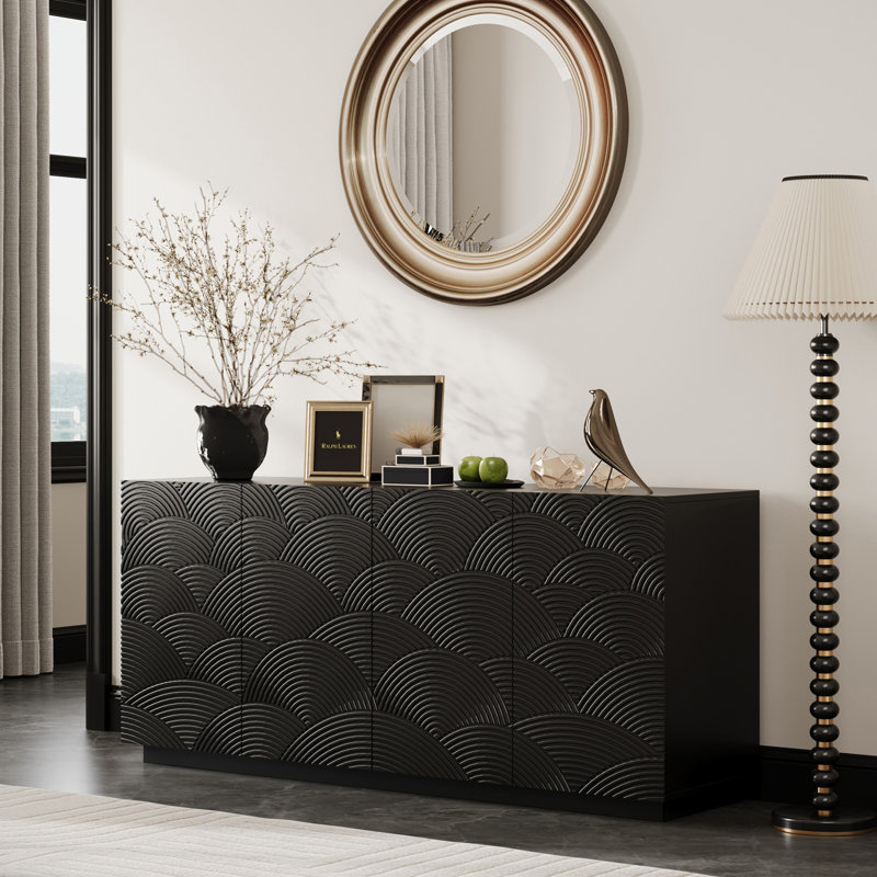 Buffet noir moderne à 4 portes