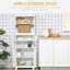 Petit buffet de 63 po avec huche, garde-manger à 4 portes, armoire de rangement autoportante avec tablette réglable pour salle à manger, salon, blanc