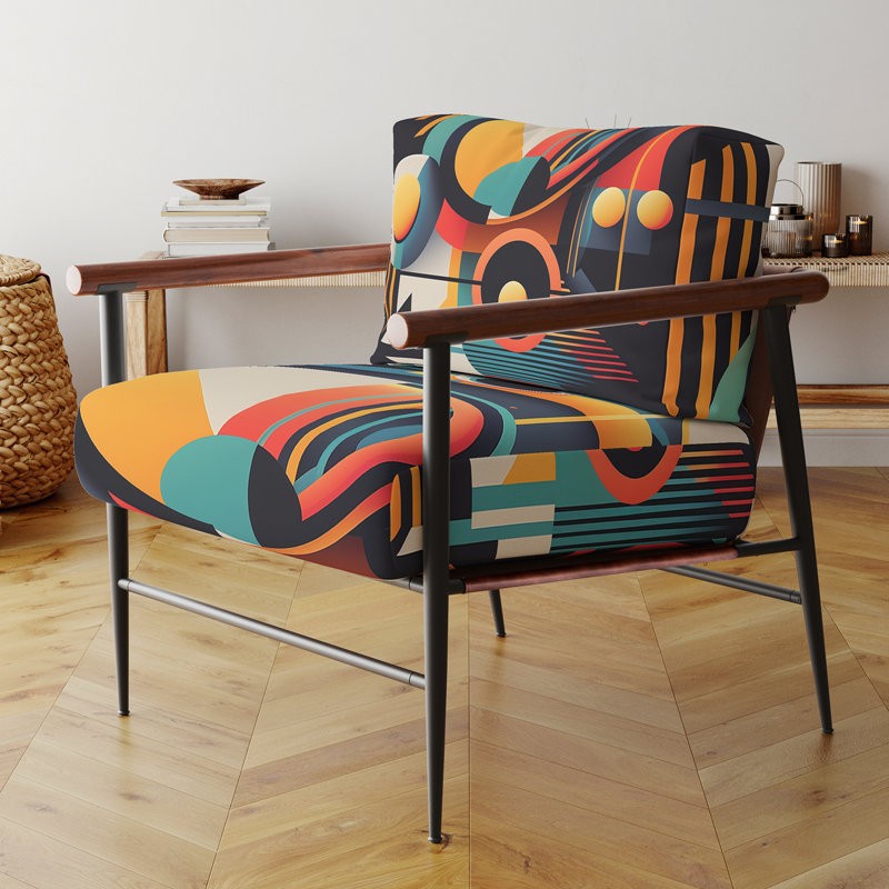 Daddario - Fauteuil d'appoint géométrique abstrait en velours, Noir