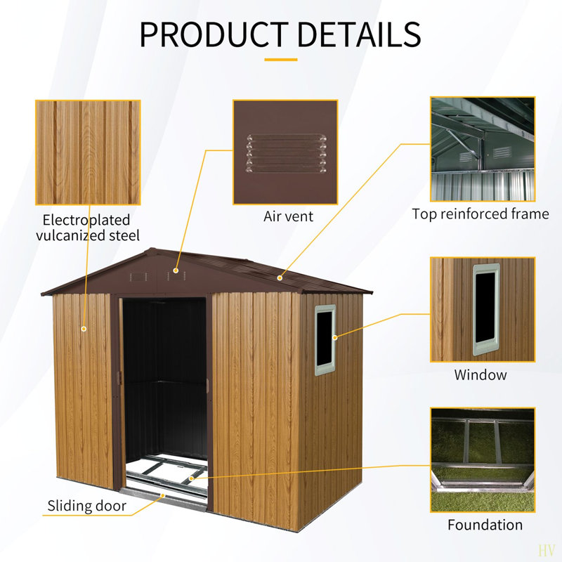 Remise de rangement extérieure en métal 8 pi x 4 pi avec fenêtre et fondation en métal pour la cour, le patio et la pelouse