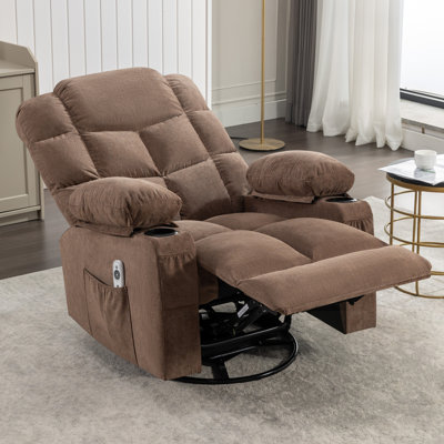 Fauteuil inclinable de massage surdimensionné avec 2 porte-gobelets, port USB, massage manuel et fonction chauffante pour une détente ultime