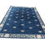 Blue Antique 1880s Allover Geometric Hand Knotted Pile Wool Rectangle Rug