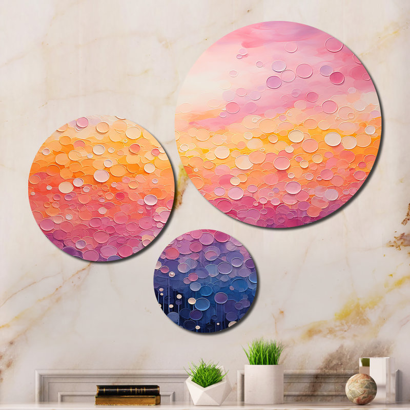 «Blush Horizon I», ensemble de reproductions d'art en métal abstrait