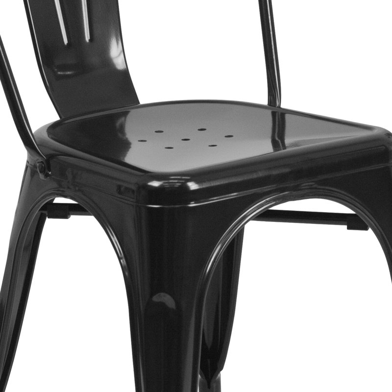 Chaise d'appoint empilable en métal Lily, Noir