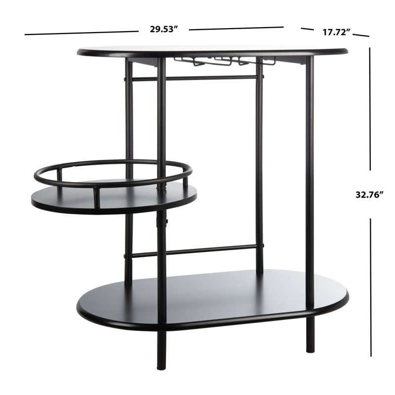 Roselynn Metal Bar Cart, Black, Matte Black