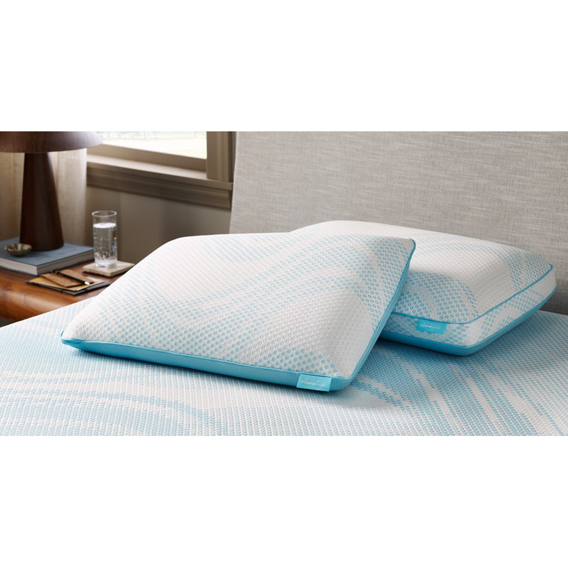 Breeze® ProHi Memory Foam Medium Cooling Pillow, Queen, White/Blue