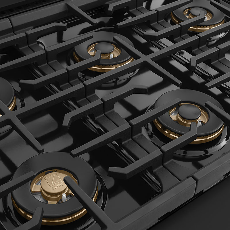 ZLINE Autograph 48 in. Black Stainless Paramount Dual Fuel Range w/ DuoPro Cooktop & Gold Accents, Dual Fuel, Polished Gold