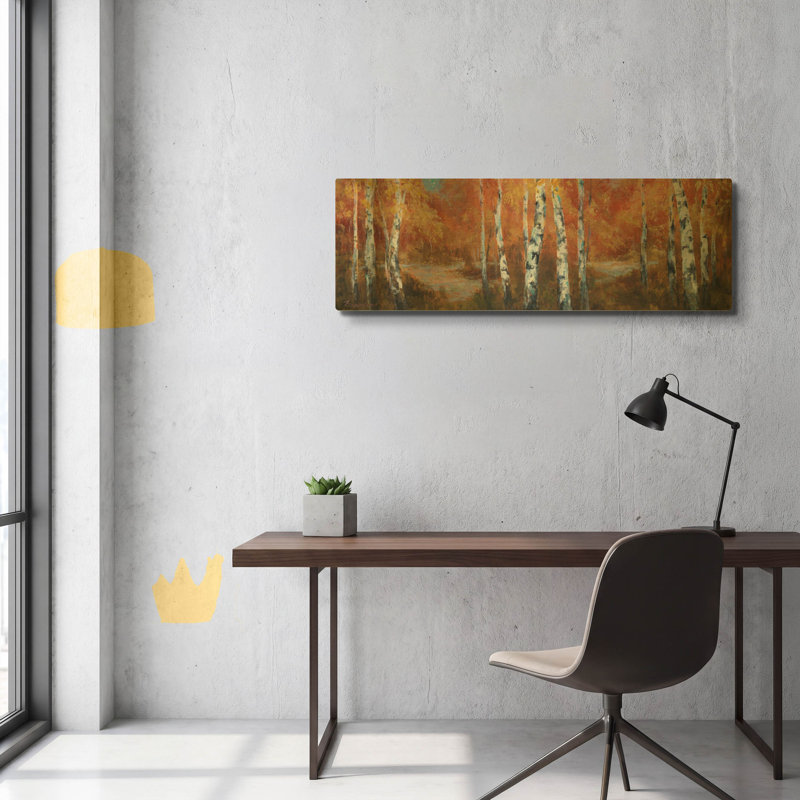 «Autumn Birch II» par Art Fronckowiak, art mural en métal doré, 36 po x 12 po, 48 po x 16 po
