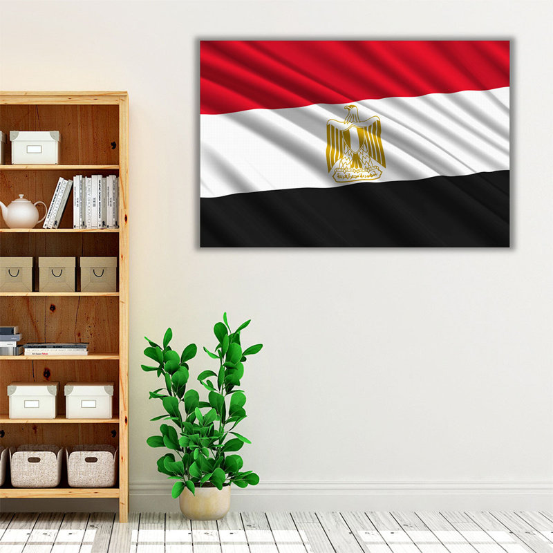 Drapeau égyptien flottant - reproduction d'art sur toile, H 24 po x l 36 po