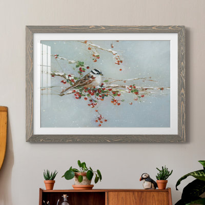 Woodpecker in Winter - Reproduction encadrée sur papier