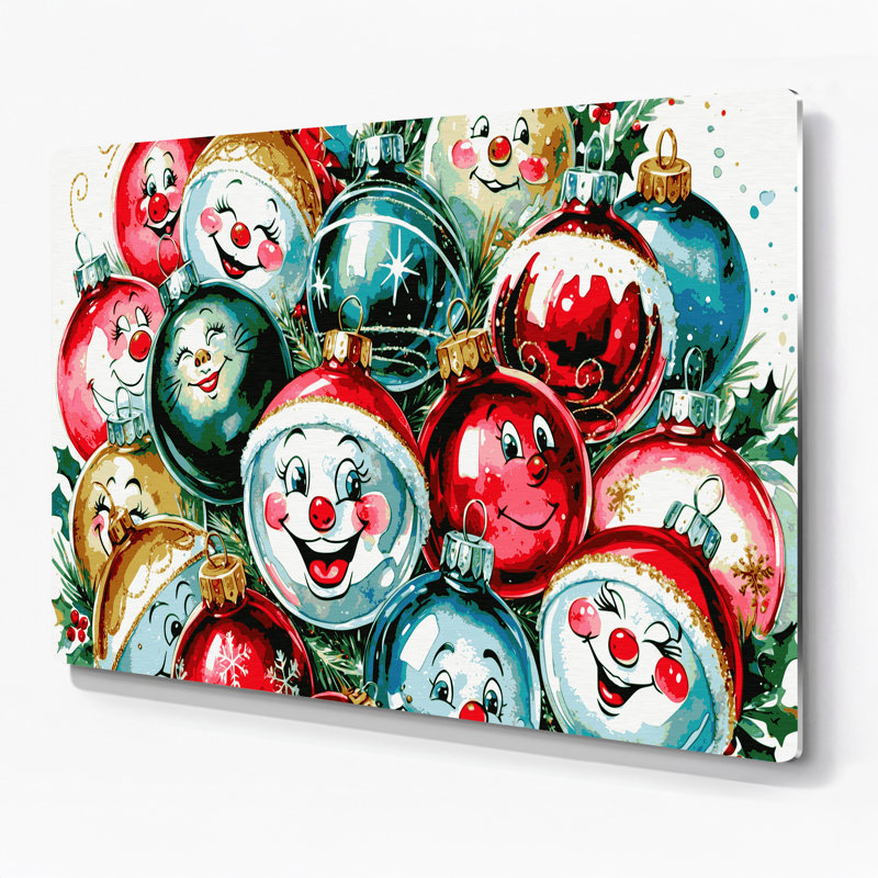 Art mural en métal beige avec décorations de Noël, H 20 po x l 30 po