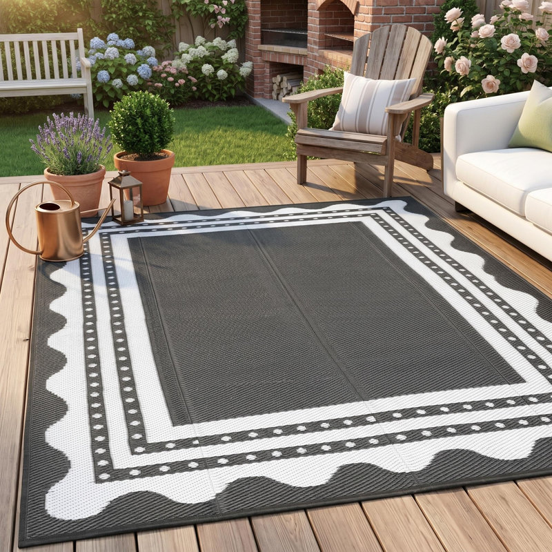 Waterproof Outdoor Rug, Outdoor Plastic Reversible Rug for Camping, RV Mat Outside, Indoor Outdoor Carpet for Porch, Deck, Backyard, Balcony, Picnic
