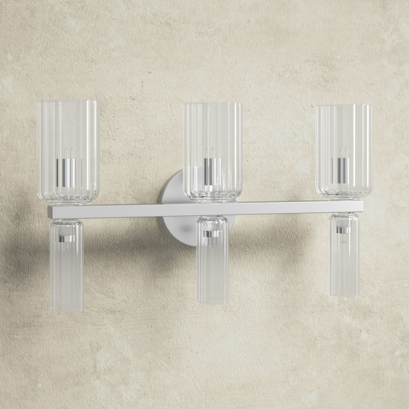 Polished Nickel 6-Light Dimmable Vanity Light with Clear Glass Shades