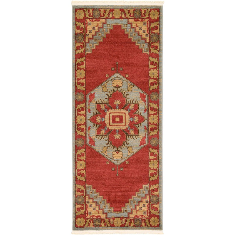 Tapis crème / rouge / gris Lauri Southwestern, Tapis de couloir 2 pi 7 po x 10 pi