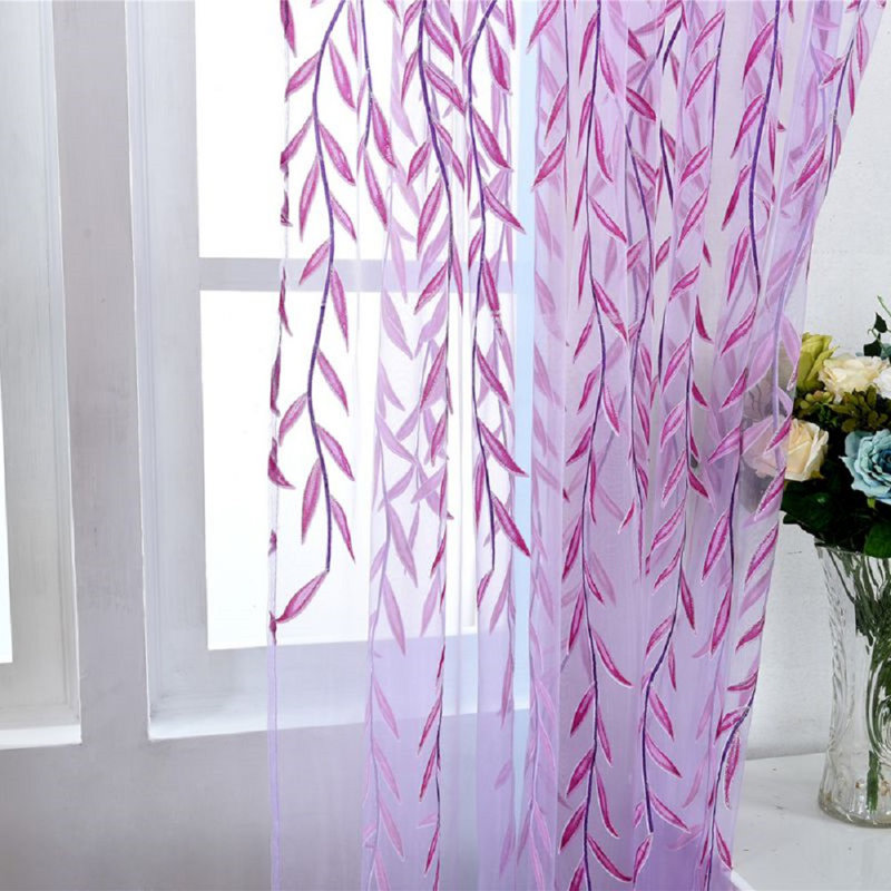 1 panneau de rideau voilage diaphane 39,37 po x 78,74 po Willow Print, Mauve