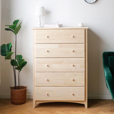 Pine Unfinished 5 Drawers Chest