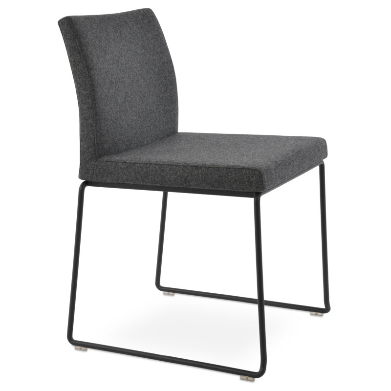 Chaise empilable en laine Aria, Noir, Gris foncé