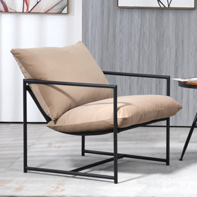 Fauteuil d'appoint élégant en velours moderne, fauteuil inclinable contemporain avec cadre en métal et siège profond pour bureau personnel