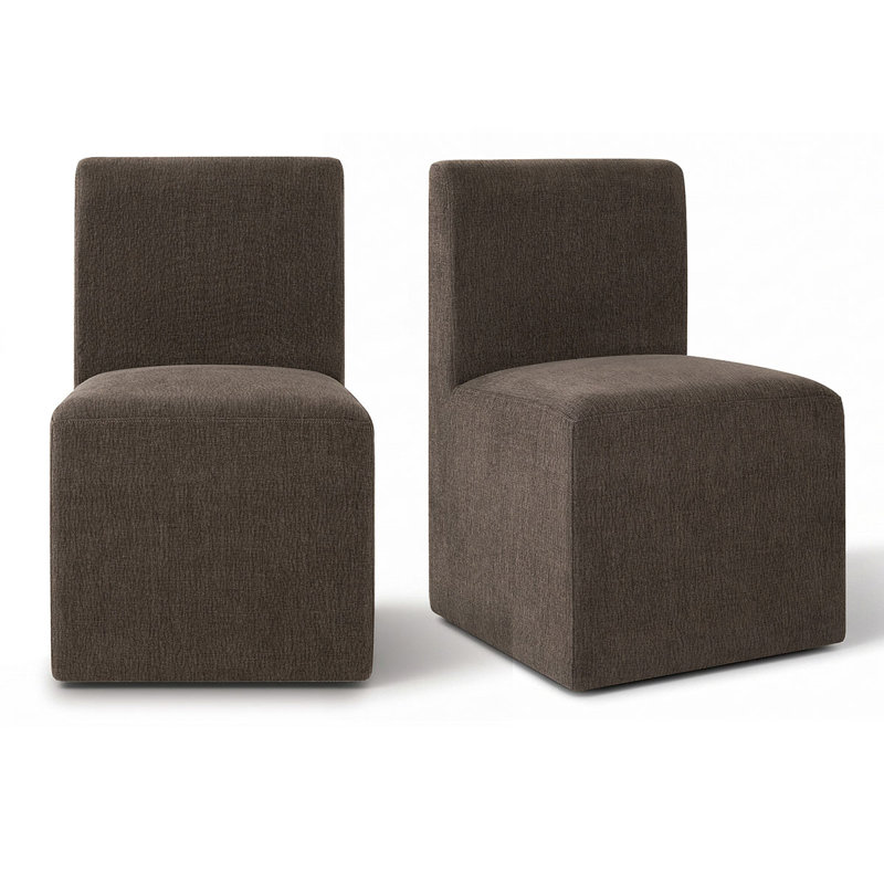 Chaises d'appoint de salle à manger rembourrées Modern Linen, Brun