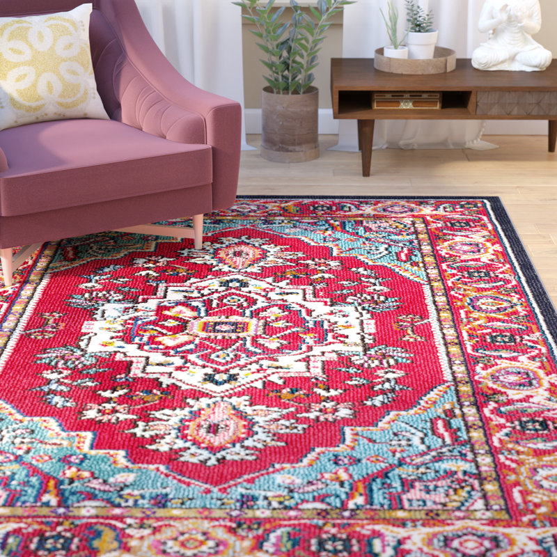 Tapis oriental rouge vif Llelend, Rectangle 12 pi x 18 pi