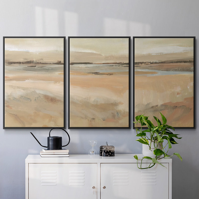 Earth Tone Landscape II - Toile encadrée multi-pièces, H 40 po x l 78 po x P 2 po, Noir