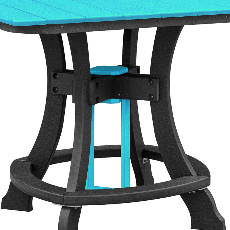 Aruba Blue and Black Recycled Poly Resin Square Outdoor Dining Table